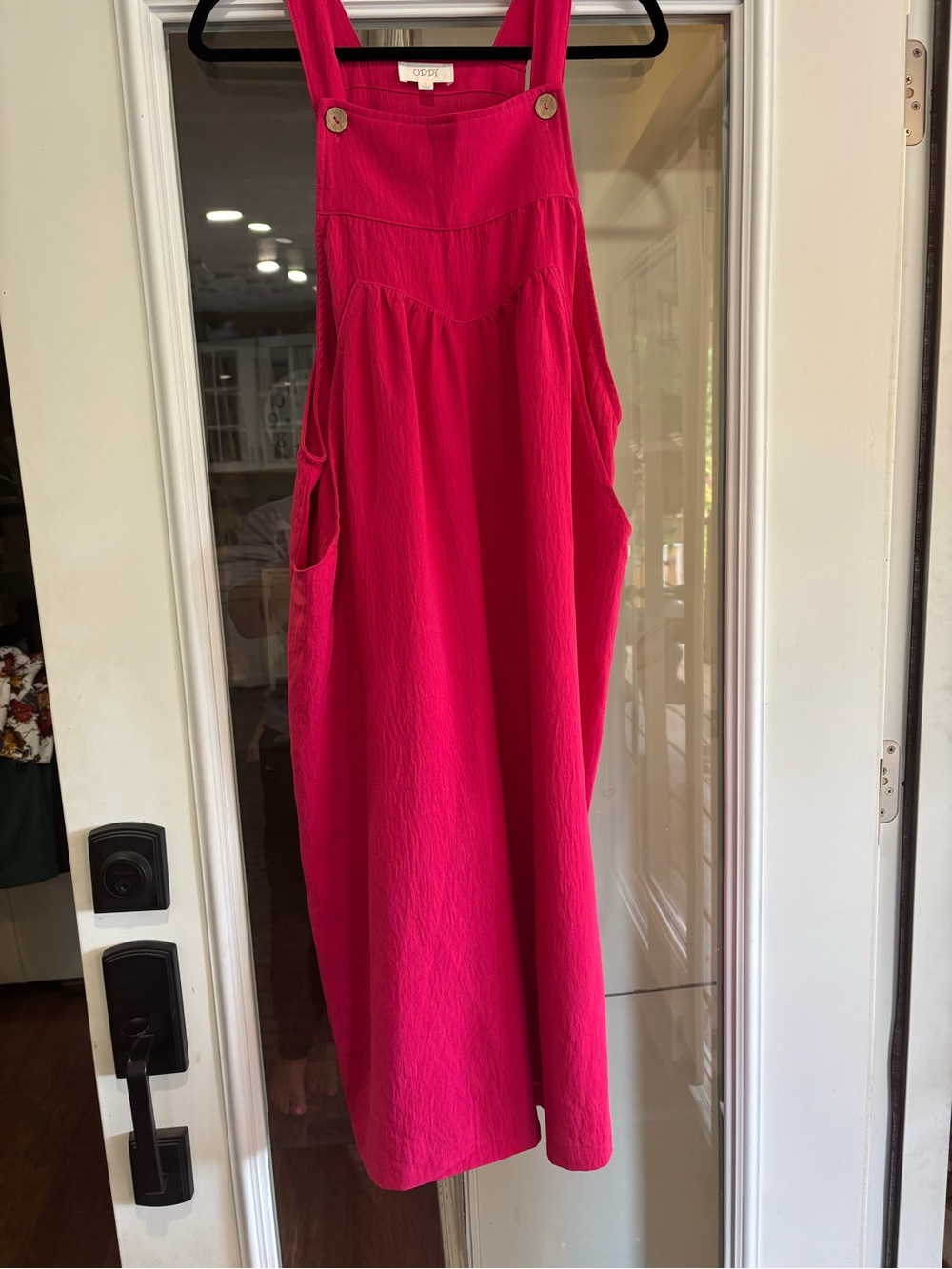 ODDY Bright Fuchsia Midi Pinafore jumpsuit with Button Straps
